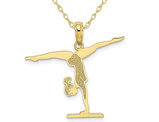 10K Yellow Gold Gymnastics Floor Pendant Necklace with Chain